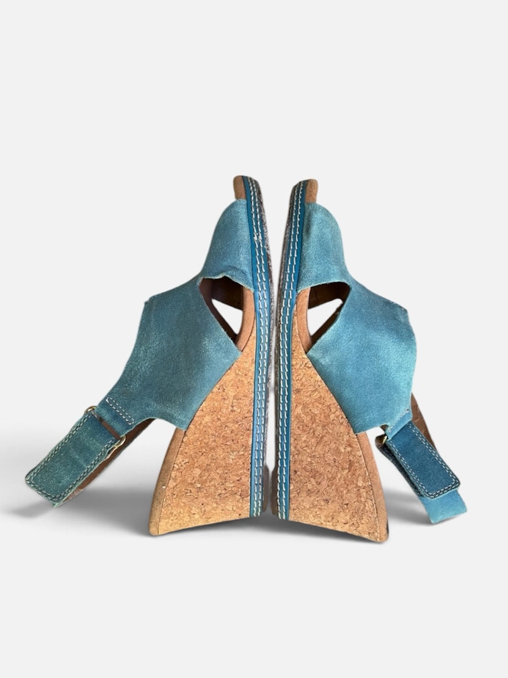 Clark’s Helio Float Cork Wedge Sandal in Teal Suede Size 9 - Picture 5 of 10